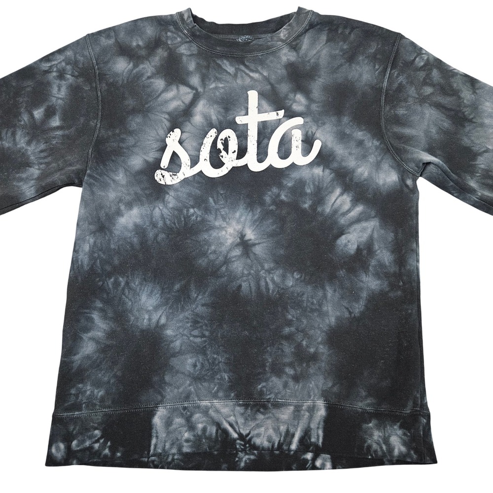 Sota Clothing Sweatshirt M Black Gray Tie Dye Crewneck‎ Minnesota Pullover
